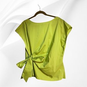 New York & Company Lime Side Tie Blouse XL